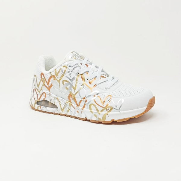 SKECHERS UNO METALLIC BLANC/GOLD