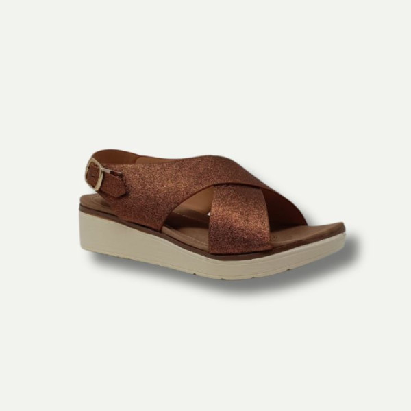 TOPWAY SANDALE NU PIED COGNAC