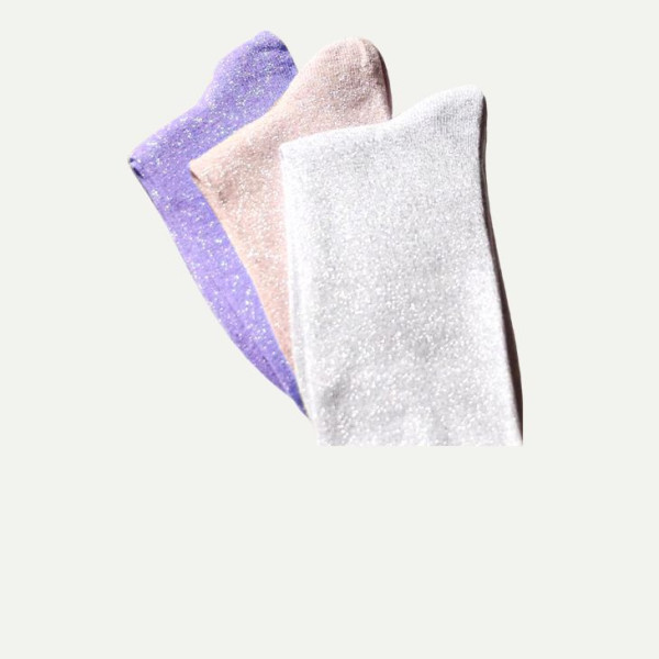 LOT DE 3 CHAUSSETTES BRILLANTES ROSE